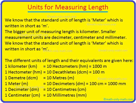 units  measuring length standard units  length kilometre metre