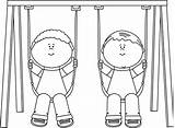 Swing Kids Clip Clipart Playing Swinging Swings School Outside Boy Cliparts Mycutegraphics Little Girl Children Kid Graphics Outline Two Set sketch template