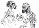 Durant Dunking Lebron sketch template