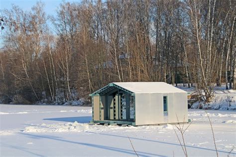 modular prefab cabin  designed  remote living curbed