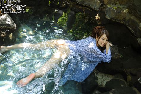 Asian Woman Swimming In Onsen Wearing A Short Sexytimechi