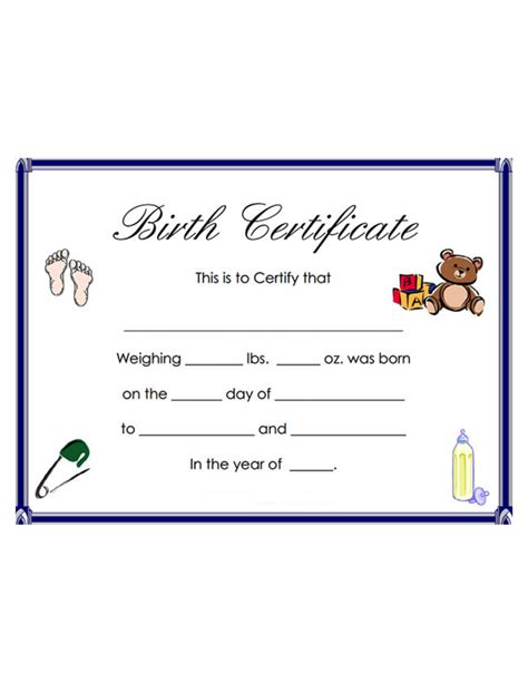 birth certificate template  fillable  templateroller
