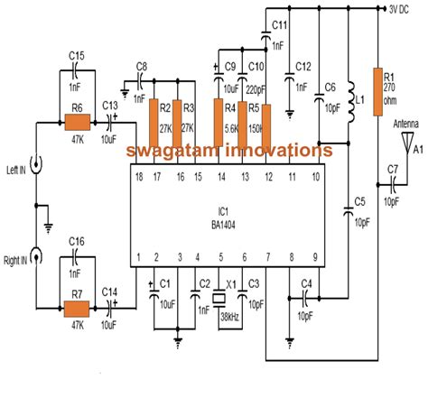 stereo fm transmitter  ic ba electronic circuit projects