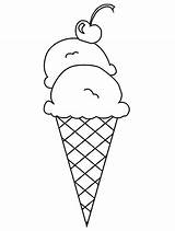 Ice Cream Cone Coloring Pages Cute Drawing Icecream Scoop Scoops Easy Double Clipart Color Printable Cones Melting Print Kids Sheets sketch template