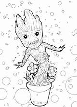 Coloring Groot Pages Chibi Baby Marvel Cute Colouring Galaxy Sheets Color Drawing Adult Book Christmas Deviantart Sorah Kids Visit Choose sketch template