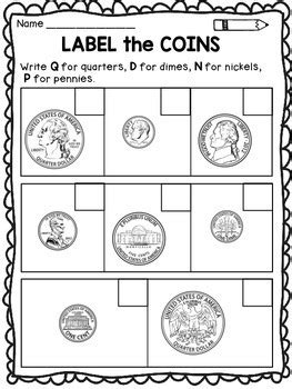 money worksheets for kindergarten and first grade by dana