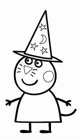 Candy Peppa Pig Cat Witch Da Colorare Halloween Gatto Dressed Para Strega Coloriage Gris Pages Tegninger Gurli Tegning Disegno Pages2color sketch template