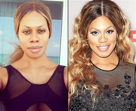 laverne cox goes without makeup rocks cleavage in sheer