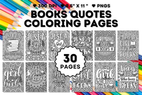 books quotes coloring pages bundle creative fabrica