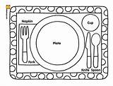 Poner Cubiertos Platos Manners Ninos Plato Higiene Habitos Alimentacion Infancia sketch template