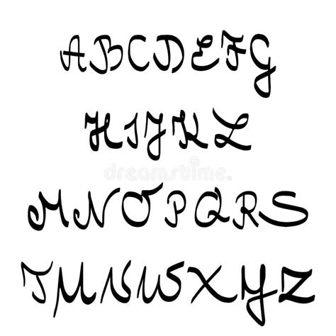 handwritten alphabet capital letters stock vector illustration  text script