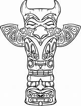 Totem Pole Coloring Native American Pages Draw Drawing Poles Printable Symbols Kids Step Color Wolf Tiki Clipart Totems Template Americans sketch template
