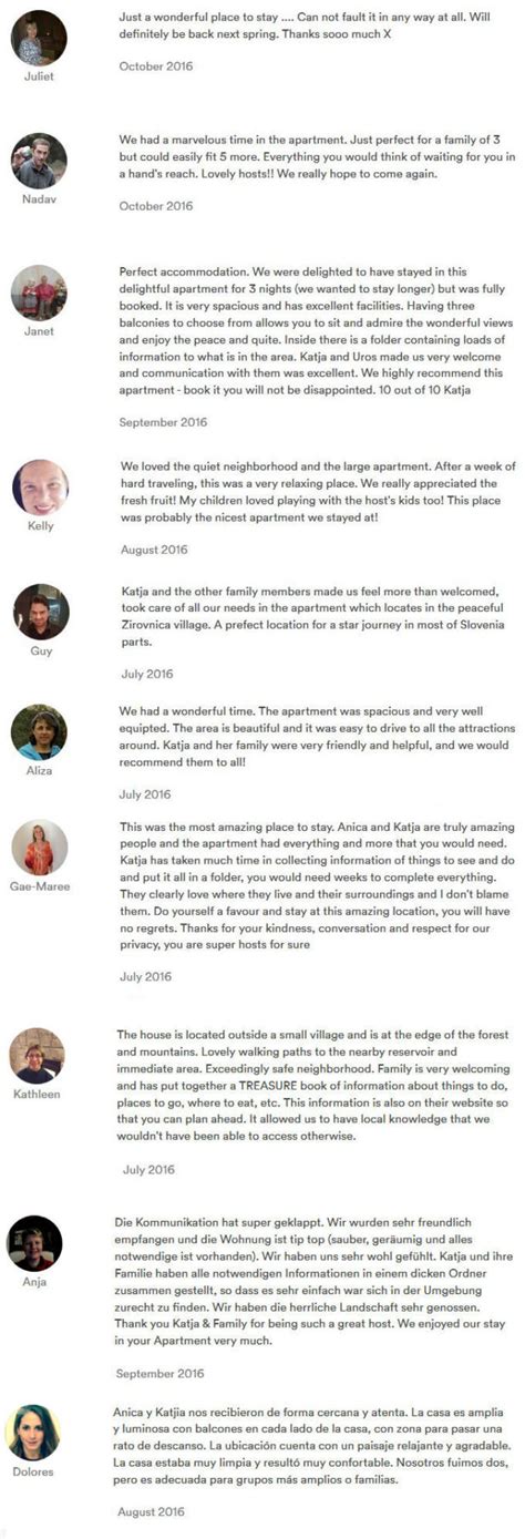 wonderful reviews   airbnb guests