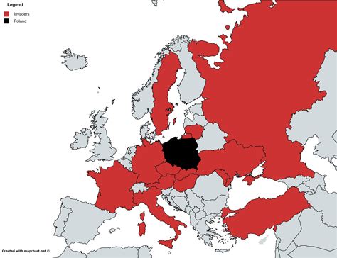 european countries that have ever invaded poland european map map