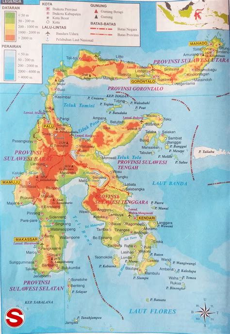 peta wilayah negara atlas pulau sulawesi