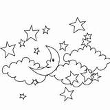 Coloring Night Star Pages Clouds Sky Moon Drawing Designlooter Printable Color Kids Stargazing Pic Visit 5kb 230px sketch template