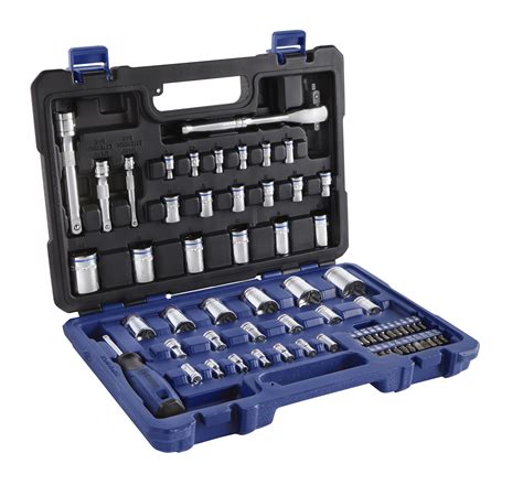 piece kobalt standard  metric mechanics tool set  case