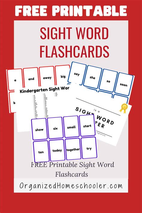 printable sight word flashcards  organized homeschooler