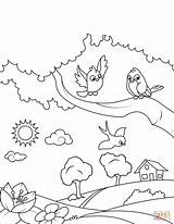 Kolorowanki Wiosna Wsi Lente Ausmalbilder Kolorowanka Birds Frühling Vogel Ptaki Spring Ast Malvorlage Druku Printable Stemmen Inkleur Prente sketch template
