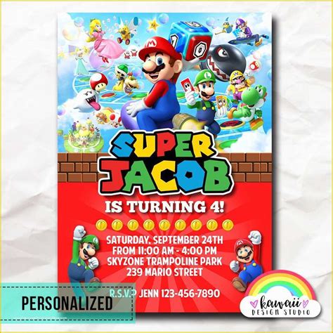 Super Mario Invitations Template Free Of Super Mario Bros Invitation