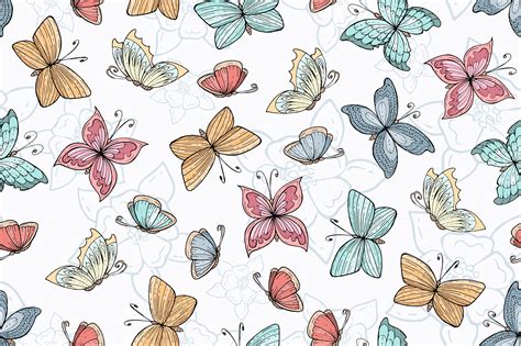 pattern  hand drawn butterflies patterns  creative market