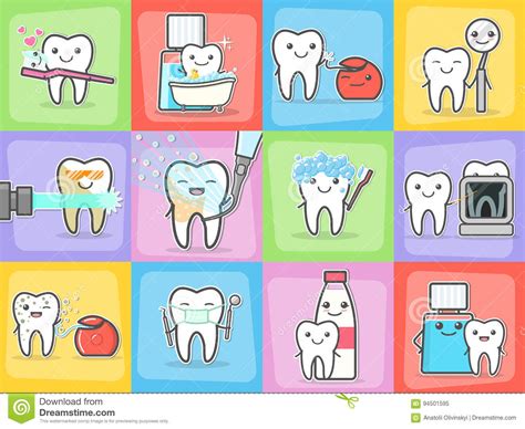 teeth care treatment and hygiene concepts set stock vector illustration of scaler icon 94501595
