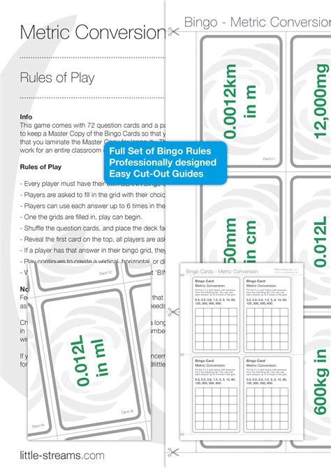Metric Conversion Bingo Game Teaching Resources