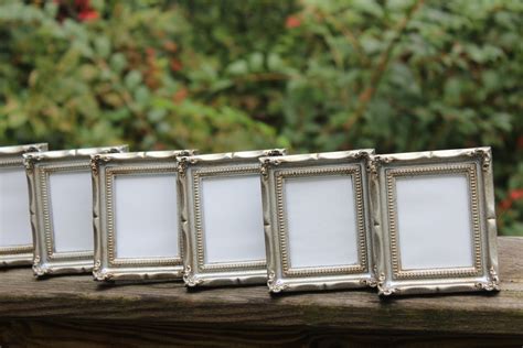 set   mini vintage style frames silver chrome metallic