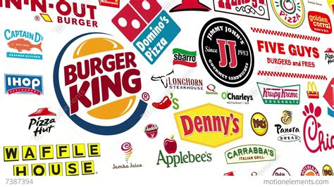 reverse food brands logo loop stock animation