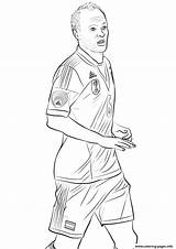 Iniesta Coloring Andres Fifa Pages Football Cup Bruyne Kevin Printable sketch template