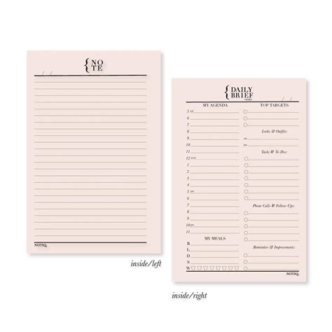 planner inserts daily  notes planner inserts notiq
