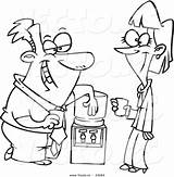 Cartoon Flirting Colleagues Coloring Water Cooler Vector Outlined Leishman Ron Getdrawings Drawing Royalty sketch template