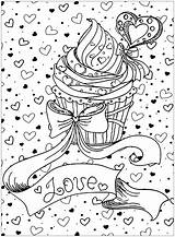 Coloring Pages Cupcake Adults Cupcakes Mothers Cup Cakes Cake Pastry Adult Print Bakery Justcolor Food Color Valentines Heart Colouring Printable sketch template
