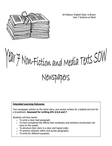 newspapers ks complete sow  resources teaching resources