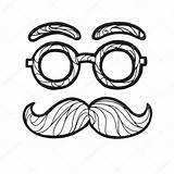 Mustache Moustache Hipster Illustration Vector Sketch Male Fashionable Glasses Drawing Round Style Getdrawings Drawn Hand Mustaches sketch template