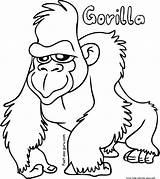 Coloring Gorilla Printable Pages Sheets Rainforest Cartoon Animal Kids Print sketch template