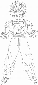 Goku Ssj2 Lineart Gohan Coloringhome Ssj Saiyan Popular sketch template