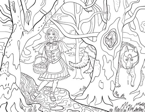 red riding hood adult coloring page