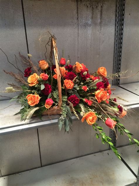 Fall Colored Fireside Baskets Fresh Flowers Arrangements