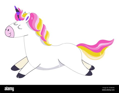 running unicorn  horn  rainbow tail vector stock vector image art alamy
