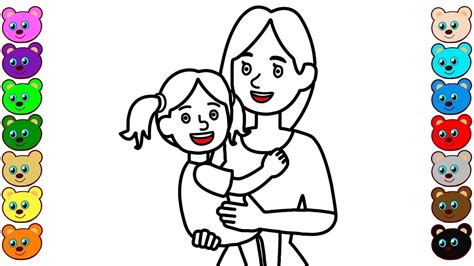 coloring  kids  mom  child daughter coloring pages