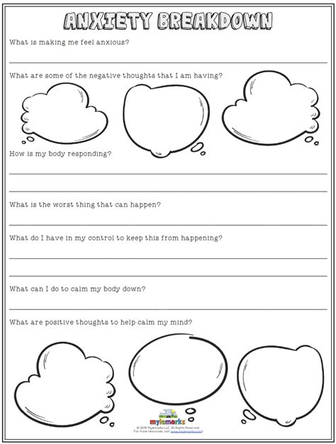 anxiety triggers  coping worksheet