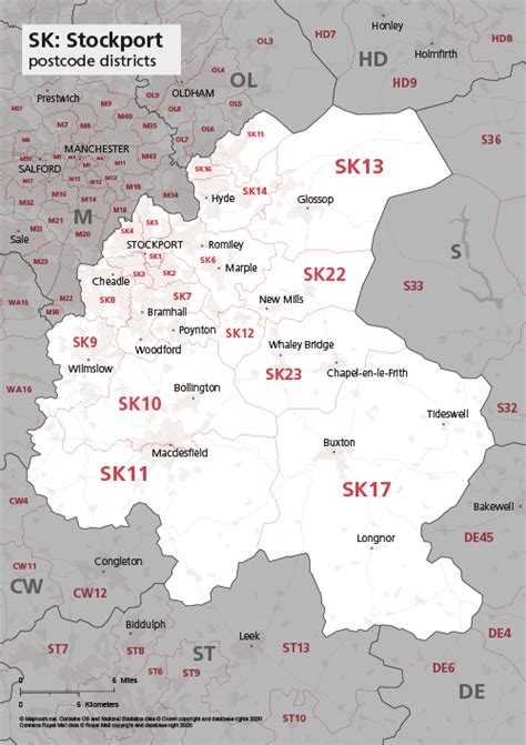 map  sk postcode districts stockport maproom