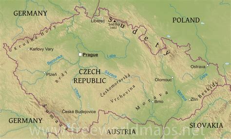 Czechia Physical Map