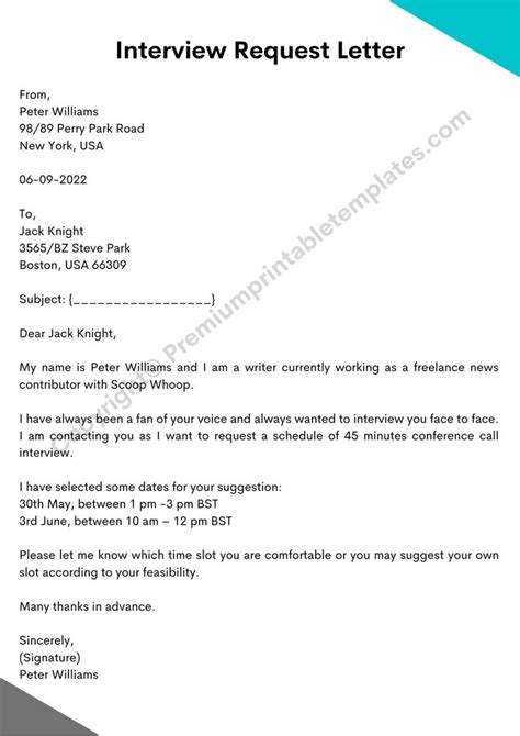 interview request letter template   word pack   lettering