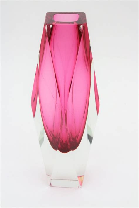 Extra Large Mandruzzato Pink Faceted Murano Glass Sommerso