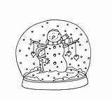 Snowglobe Coloring Snow Christmas Globe Stamps Snowman Pages Embroidery Digi sketch template
