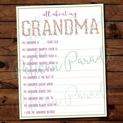 grandma fill   blank printable perfect
