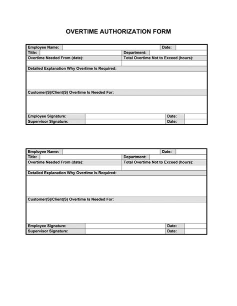 overtime approval request form  fillable  templateroller