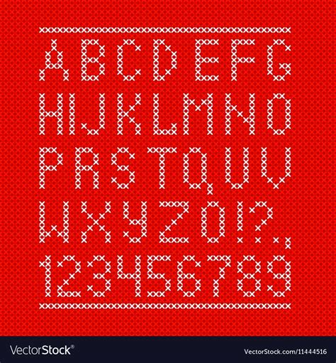 embroided  cross stitch english alphabet  vector image